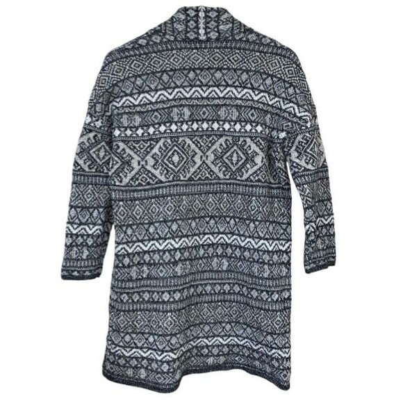 LUCKY Long Cardigan Sweater Womens Small Boho Aztec Oversized Open Front Striped - Picture 1 of 6
